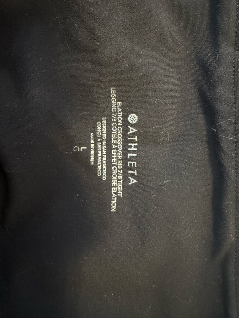 Athleta Black Leggings Rib Elation Cross Over 7/8